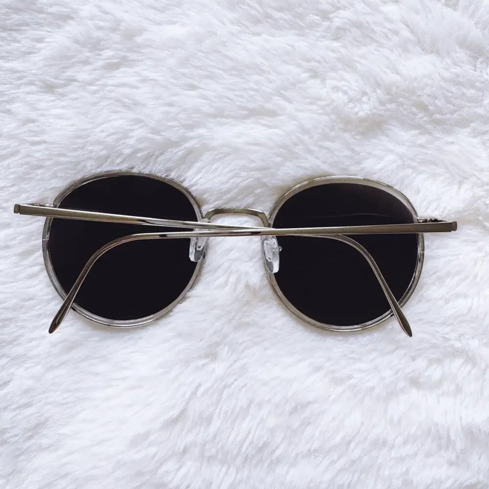 Dean Black w/ Silver Rims Round Sunglasses - Picture 12 of 13